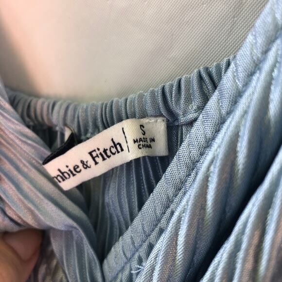 Abercrombie & Fitch Retro Vibe Top Ribbed Pastel Metallic Sheen V Neck Peplum S - Picture 4 of 6